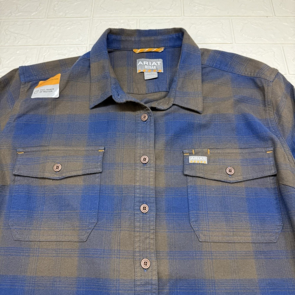 Ariat Rebar Classic Work Shirt Womens Sz XXL LS Flannel Durastretch Blue NWT